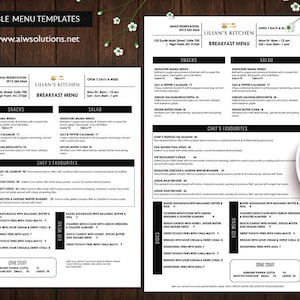 Menús de restaurante Canva, menús para llevar, menús de bar de tiendas de campaña, menús de cafetería, menús para niños, plantilla de menú canva, plantilla de menú de comida, menú editable