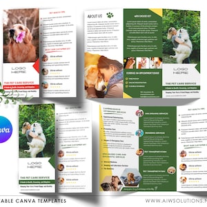 Haustier-Pflege-Service-Trifold-Broschüre-Vorlage, Katzenpflege-Broschüre, Tierbroschüre, Tierhilfe-Broschüre,