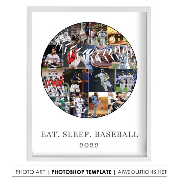Baseball Photo Collage,Baseball with the stitches, Gift For Coach,Sport Photo Collage, Baseball Coach Gift idea