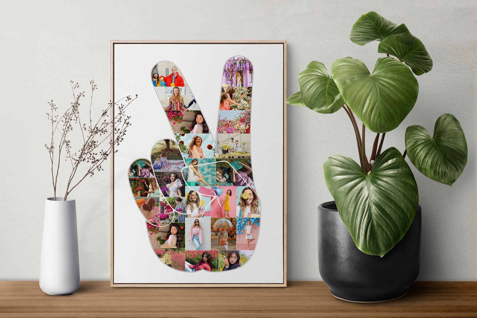 Peace Sign Hand Gesture Photo Collage,hand Gesture Photo Collage, Peace ...