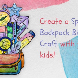 Manualidad bíblica con mochila, imprimible cristiano para niños, manualidad para la escuela dominical, actividad bíblica para niños, imprimible cristiano, manualidad para la Escuela Bíblica de Verano imagen 2