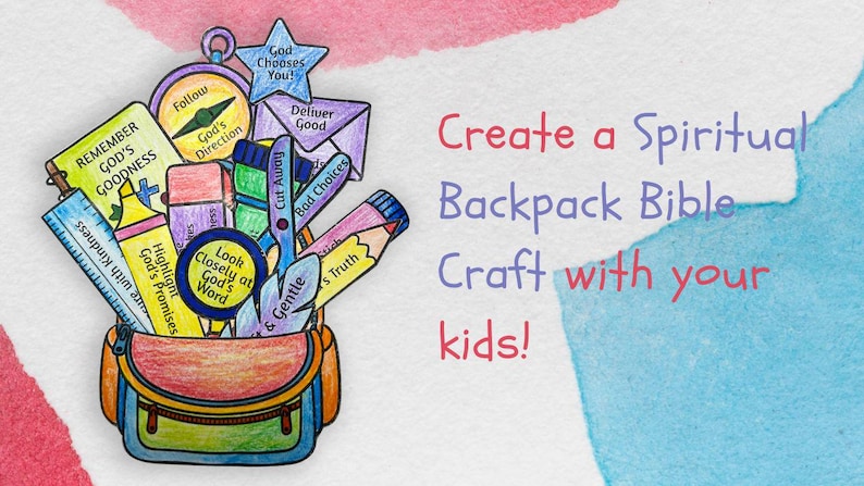 Manualidad bíblica con mochila, imprimible cristiano para niños, manualidad para la escuela dominical, actividad bíblica para niños, imprimible cristiano, manualidad para la Escuela Bíblica de Verano imagen 2