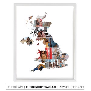 Vereinigtes Königreich (UK) Fotocollage, UK Fotorahmen, UK Storyboard Vorlage, Kunstkarte von Vereinigtes Königreich