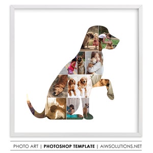 Dog photo collage template, pet photo collage, puppy photo collage,Dog shape photo frame template