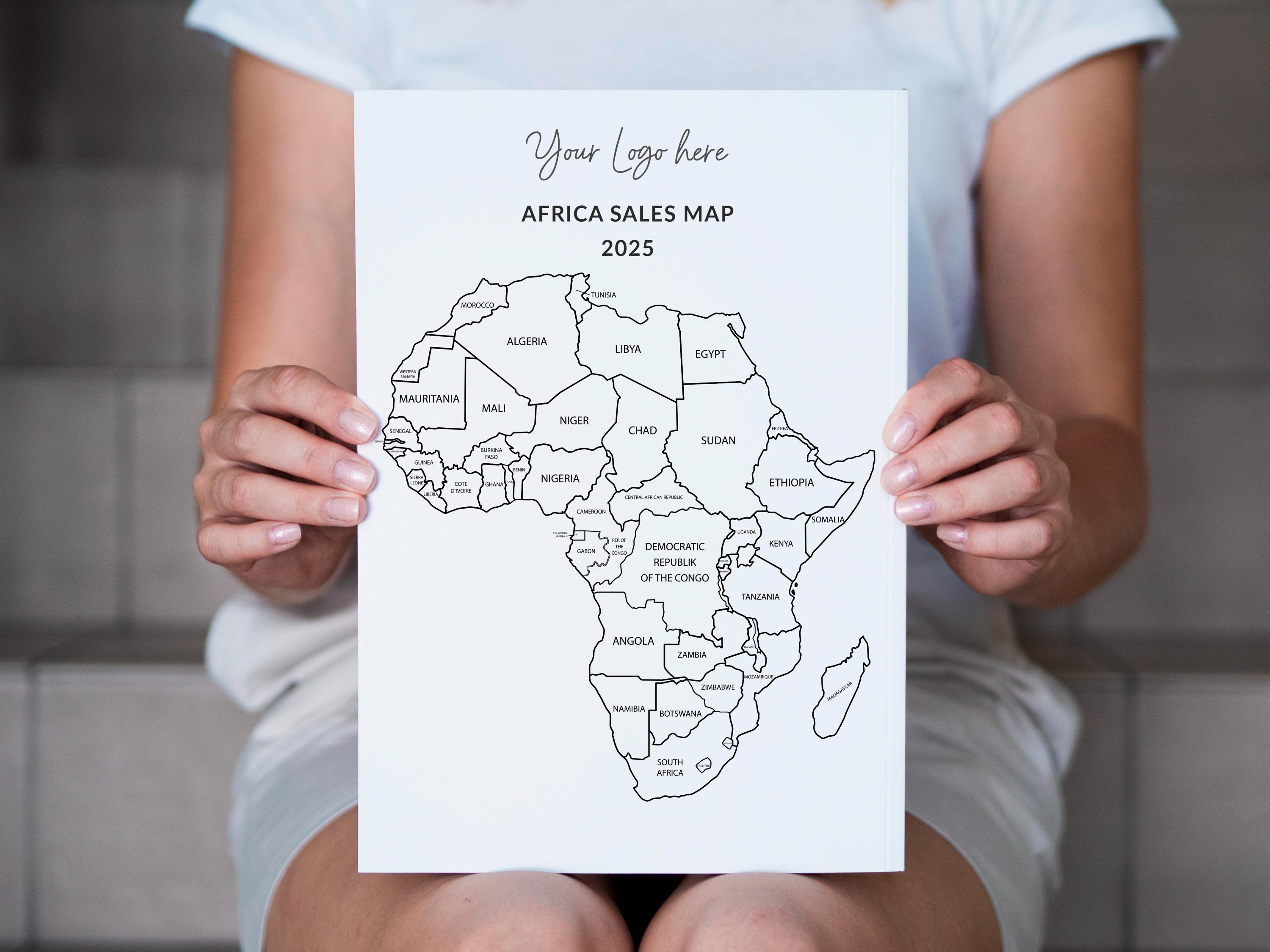 Editable Canva Africa Sales Map Coloring Page, Africa Road Trip 