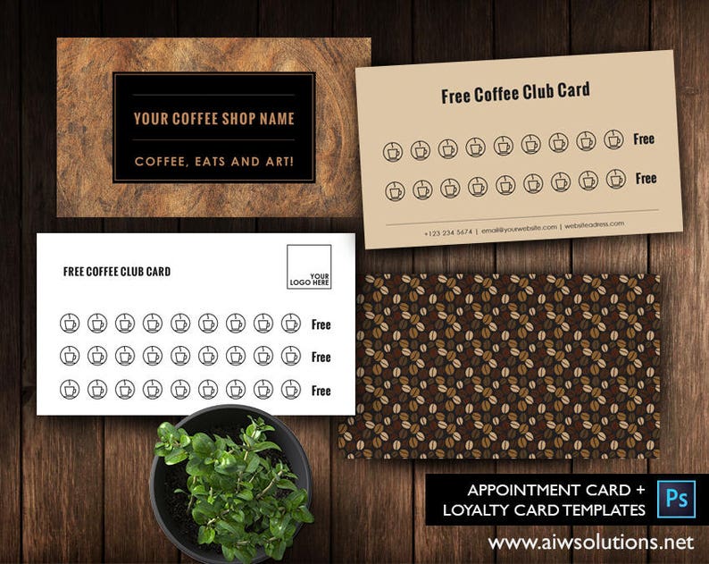 Free Coffee Card Template Free Salon Loyalty Business Card Etsy