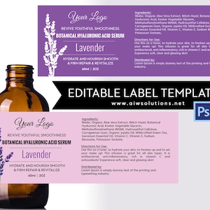 Lavender label template, product label, Skin Care label,  Serums label,Hair  Shampoo label, Conditioner label,Fragrance label template
