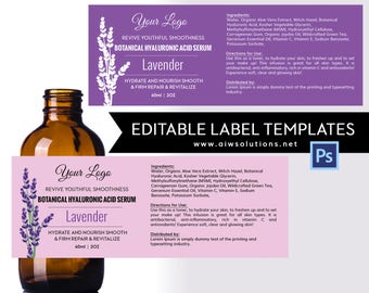 Lavender label template, product label, Skin Care label,  Serums label,Hair  Shampoo label, Conditioner label,Fragrance label template