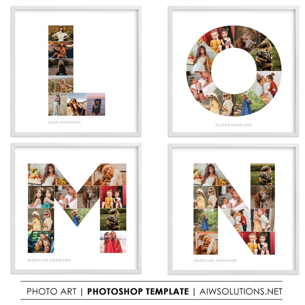 Letter L photo collage , Alphabet photo collage, Letter M photo collage, Letter N photo collage, Letter O photo collage