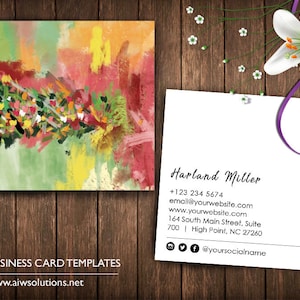 plantilla de tarjeta de visita, tarjeta de visita, tarjeta de nombre de color, tarjeta de nombre para el artista, tarjeta de nombre para el amante del color, tarjeta de nombre estilo de pintura al óleo