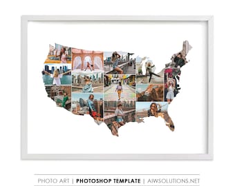 Usa photo Collage Template, United State  map Storyboard Template, United State travel art GIFT, USA Map Photo, United State map photo