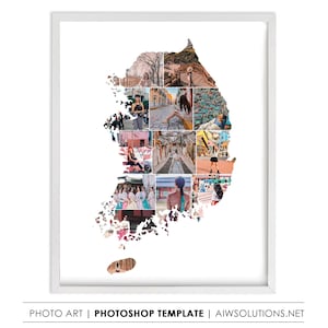 Süd Korea Foto Collage Vorlage, Süd Korea Karte Storyboard, Süd Korea Karte Fotorahmen, Korea Wand Kunst Geschenk