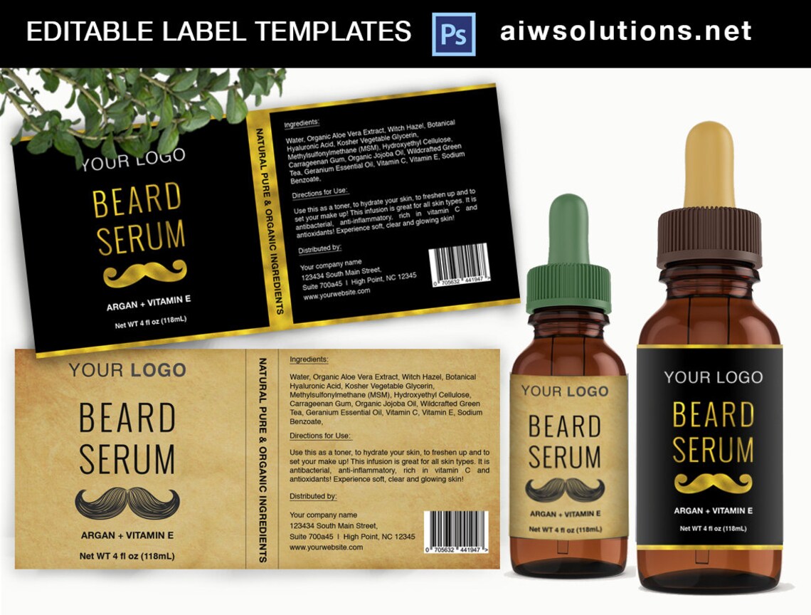 Beard Serum Label, Beard Oil Label, MAN BALM Label, Beard Balm Label ...