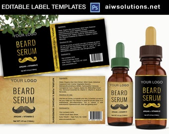 Beard serum label, beard oil label, MAN BALM label, beard balm label,label for man product, man cosmetic label, Beard Growth Serum label