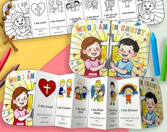 Who I Am in Christ Foldable Craft Printable,identity in Christ, Christian craft for kids, faith printable, God’s love craft
