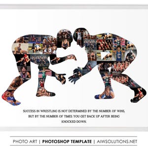 Wrestling Photo Collage Template, Wrestling Senior Night Poster,Senior Wrestler Gift for Men, coach gifts for wrestlers, 2 man Wrestler