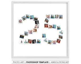 Number twenty five birthday gift, Photography Storyboard, Collage Board Template number 25 ,photos in number 25,25 year old birthday idea