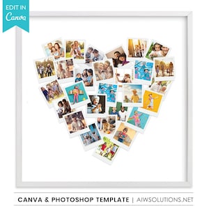 Mallar för fotocollage med hjärtform, mall för fotocollage med hjärtan, fotocollage med familj, fotocollage med födelsedag, väggdekor, familjefotokonst