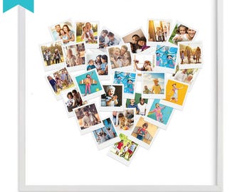 Heart Shape Photo Collage Templates, Heart photo collage template, FAMILY photo collage, birthday photo collage, wall decor,family photo art