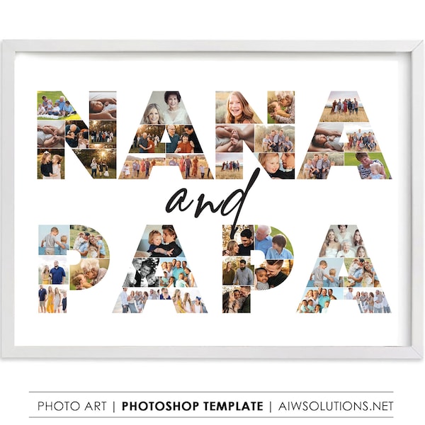 Nana and papa photo collage template, grandmother gift,Daddy gift, mother gift, nana gift, papa photo collage , gift for Nana and papa