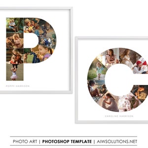 Collage de fotos con la letra C, collage de fotos del alfabeto, C entre las letras de ti, forma de foto C, decoración de pared con arte de la letra P, marco de fotos con la letra P