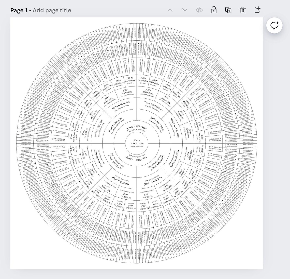 9 Generations Family Tree, Editable Canva Circle Family Tree Template ...