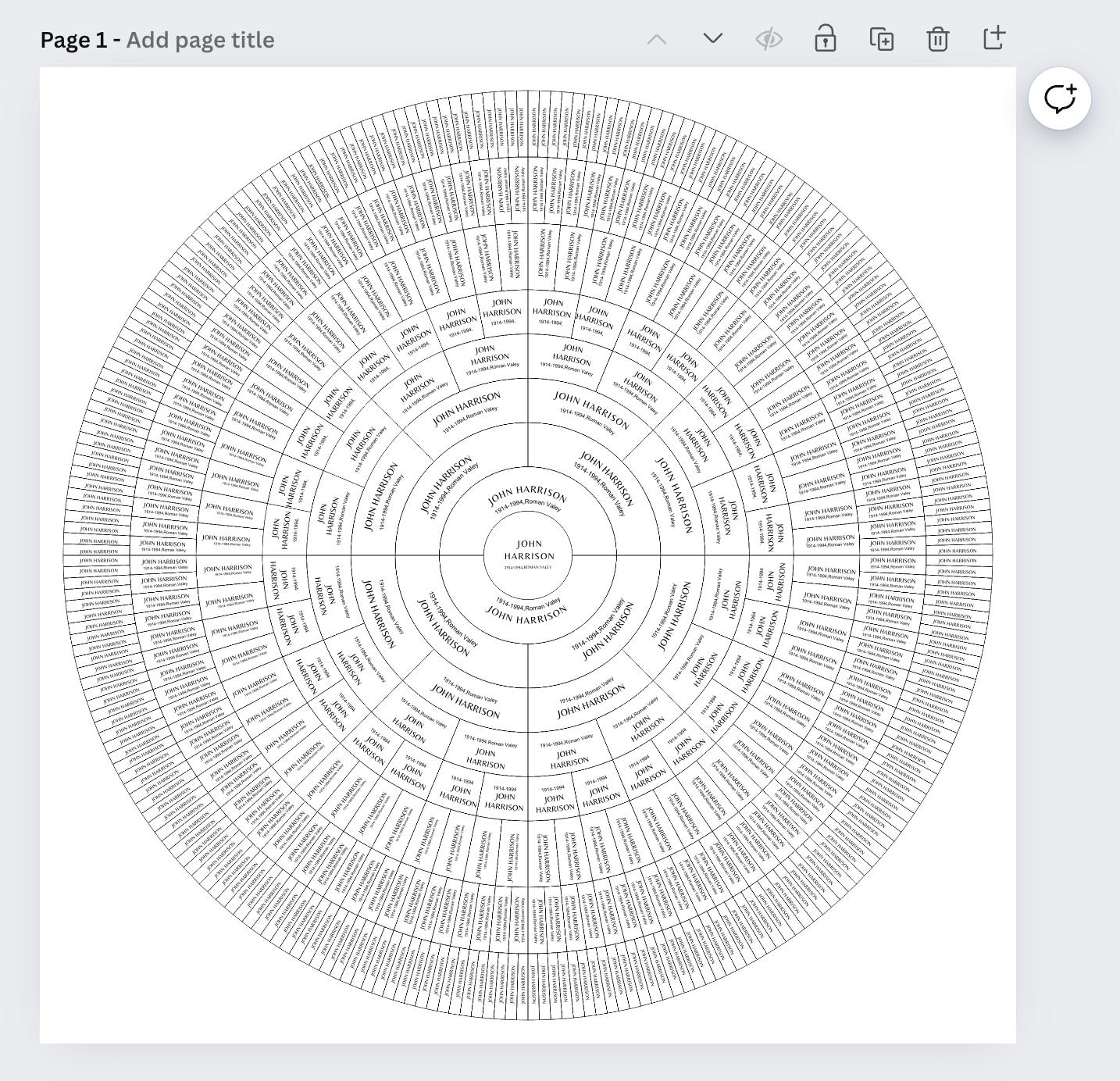 9 Generations Family Tree, Editable Canva Circle Family Tree Template ...
