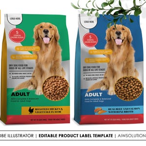 Modèle d'emballage d'aliments pour chiens, modèle de conception de sac de nourriture pour animaux de compagnie, étiquette personnalisée pour animaux de compagnie, étiquette personnalisable pour animaux de compagnie, étiquette personnalisée pour animaux de compagnie pour chien, étiquette de nourriture pour chien