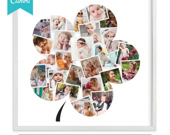Flower Shape Photo Collage Templates, kid art photo collage, FAMILY photo collage, birthday photo collage, anniversary photo art frame