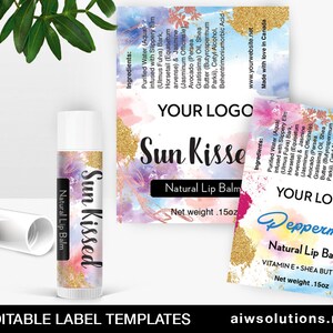 Perfume Roller Ball Label  , essential oil roll on, Tube Label template, modern label, edit able lip balm label-id042