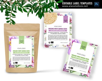 pouch label template, Product label design, editable product labels, food label templates, cometic label templates, kraft bag label design