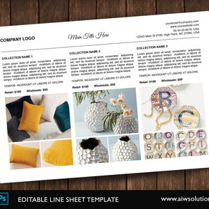 Canva Product Line Sheet,Wholesale Catalog template,mini product brochure,Minimalist Wholesale Sheet,simple product sheet,Custom Line Sheet.