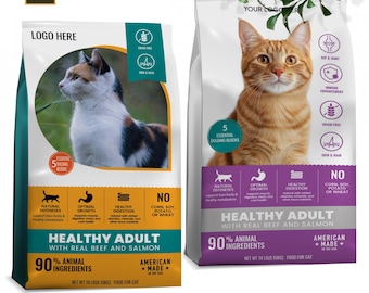 Cat Food Packaging Template, pet food bag design template,Personalized cat Label,Customizable kitty food Label,cat pet label,dog food label