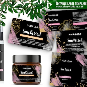black and gold Cosmetics label, black Scrubs & Bath Label, black Bar Soap Label, black label template, Fragrance Label, skincare label