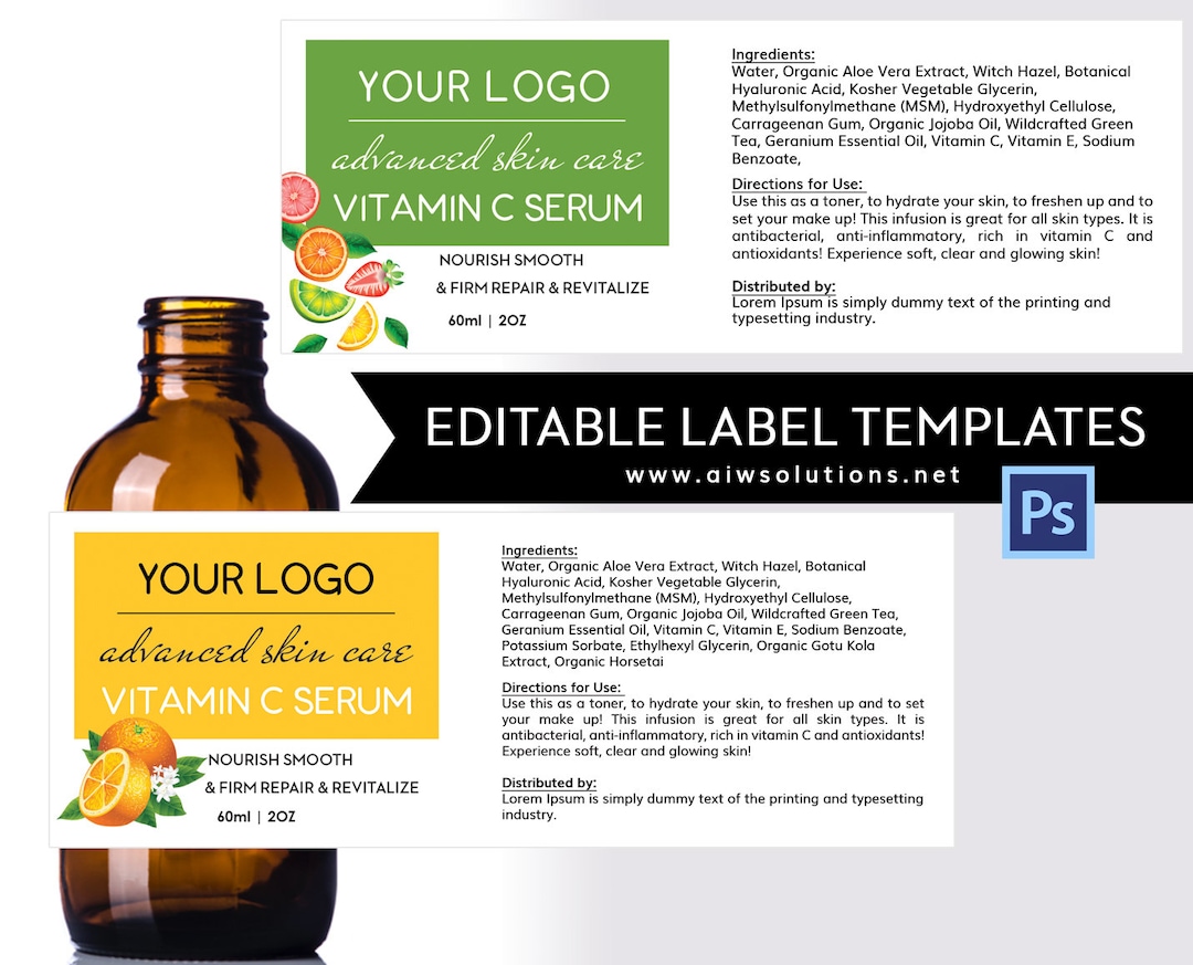 Skin Care Label Template,jar Label,skin Care Label, Serums Label