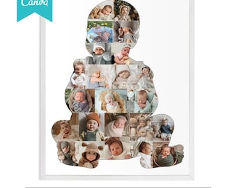 Baby Photo Collage,Baby Picture Wall Art,Custom Baby Collage,Newborn Memory Frame,Personalized Baby Print, Baby Room Decor,Baby Milestone