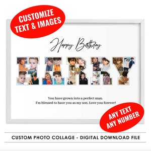Collage de fotos personalizado, Personalizar cualquier forma, cualquier texto, cualquier número, Collage de imágenes con nombre personalizado, Collage de fotos con texto personalizado, Collage de letras personalizado