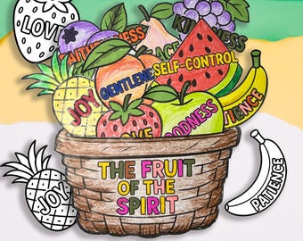 Fruit Of The Spirit Basket Craft | Bible Printable Activity For Kids | Color, Cut & Glue | Sunday School Christian Craft