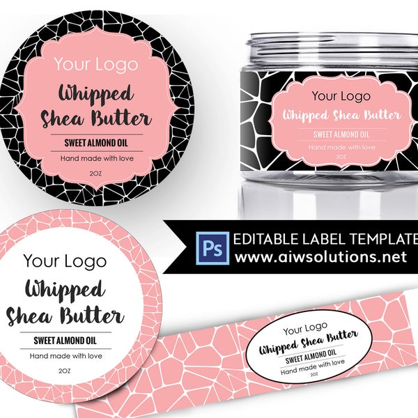 Shea Butter label template, Body Butter label, Carrier Oils  label, Fragrance Skin Care label, round label template, sticker template