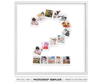 two year old birthday gift, number 2 Photography Storyboard, number two Collage Board Template ,photos in number 2 , Photo Collage Template