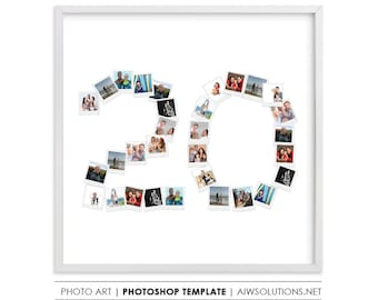 number twenty birthday gift, Photography Storyboard, Collage Board Template ,photos in number 20,Photo Collage Template,20 birthday idea