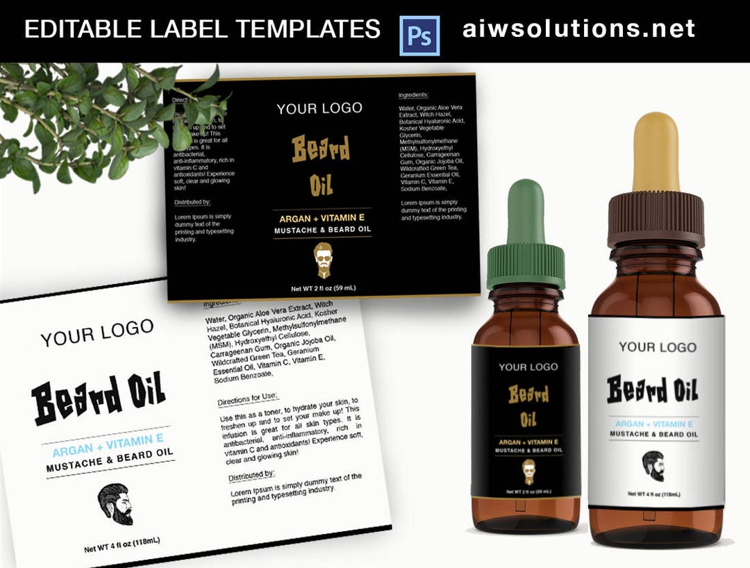 Beard Balm and Beard Oil Label Template, Man Product Label, Mustache ...