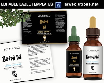 beard balm and beard oil label template, man product label,  Mustache oil label template, Man Label template, Beard Balm label,