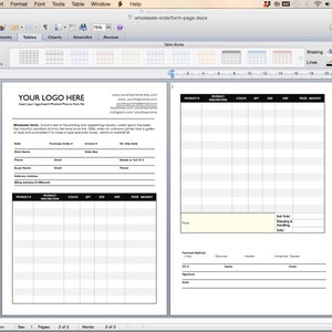 Modulo d'ordine e listino prezzi su una pagina e 2 pagine, modello di modulo d'ordine all'ingrosso, modulo d'ordine ms word, programma all'ingrosso, modello Canva immagine 3