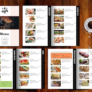 Canva amerikanisches Menü Restaurant, Café-Menüs, Cocktailkarte, Speisen- und Getränke-Menüvorlage, Menü, Menüleiste, französisches Menü-Restaurant