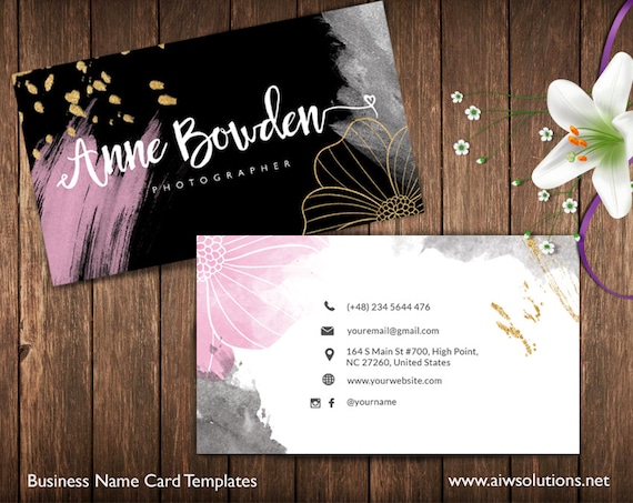 Gold and pink Business Cards Name Card Template cute Etsy