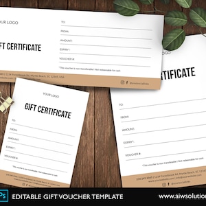 Simple Gift Voucher Template, Gift Certificates Word template, Gift card, Minimalist gift vouchers,editable  Shop Voucher, elegant gift card