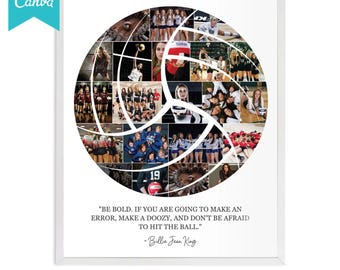 Modello modificabile per collage di pallavolo CANVA, collage di foto sportive, fotomontaggio di pallavolo, squadra di pallavolo, collage di ricordi di pallavolo