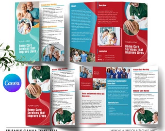 Home care service trifold brochure template, clinic brochure,medical center pamphlet, healthcare facility leaflet,healthcare clinic pamphlet
