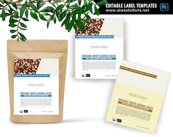 kraft bag label design, Flat bottom pouch label, nutrition label template, Kraft pouch label template, coffee label template, editable label